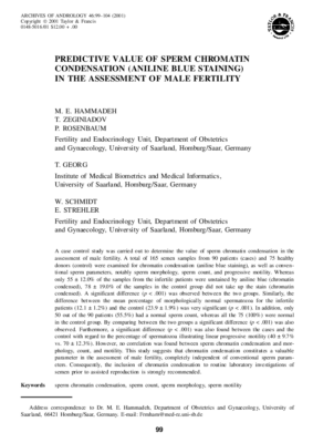 PREDICTIVE VALUE OF SPERM CHROMATINCONDENSATION (ANILINE BLUE STAINING)IN THE ASSESSMENT OF MALE FERTILITY