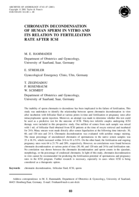 CHROMATIN DECONDENSATIONOF HUMAN SPERM IN VITRO ANDITS RELATION TO FERTILIZATIONRATE AFTER ICSI