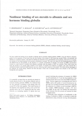 Nonlinear Binding of Sex Steroids to Albumin and Sex Hormone Binding Globulin