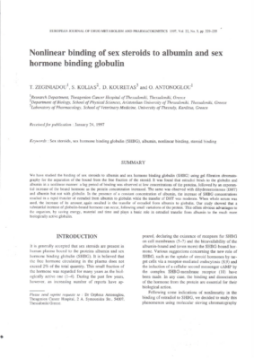 Nonlinear Binding of Sex Steroids to Albumin and Sex Hormone Binding Globulin