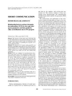 Relationship between nuclear chromatindecondensation (NCD) in vitro and othersperm parameters and their predictivevalue on fertilization rate in IVF program