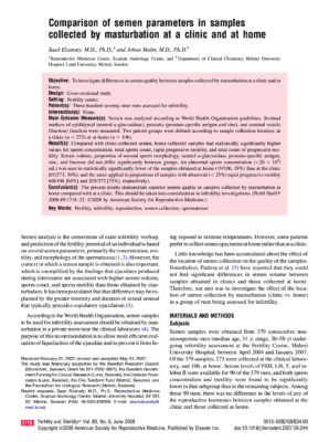 Συλλογή δείγματος σπέρματος στο σπίτι (Elzanaty and Malm, 2008)