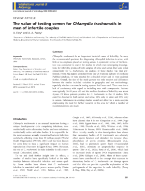 Ο έλεγχος των χλαμυδίων στον άνδρα (Eley and Pacey, 2010)